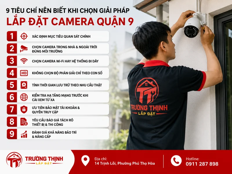 9 tiêu chí nên biết khi chọn giải pháp Lắp đặt camera Quận 9