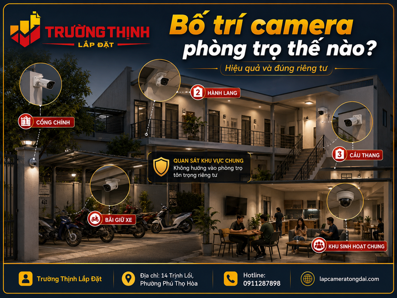 Bố trí camera phòng trọ như thế nào để quan sát hiệu quả mà vẫn đúng quyền riêng tư?