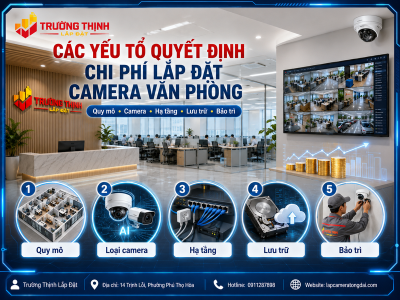 Các yếu tố quyết định chi phí lắp đặt camera văn phòng