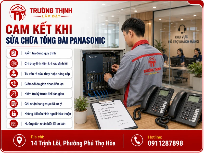 Cam kết khi sửa chữa tổng đài điện thoại Panasonic