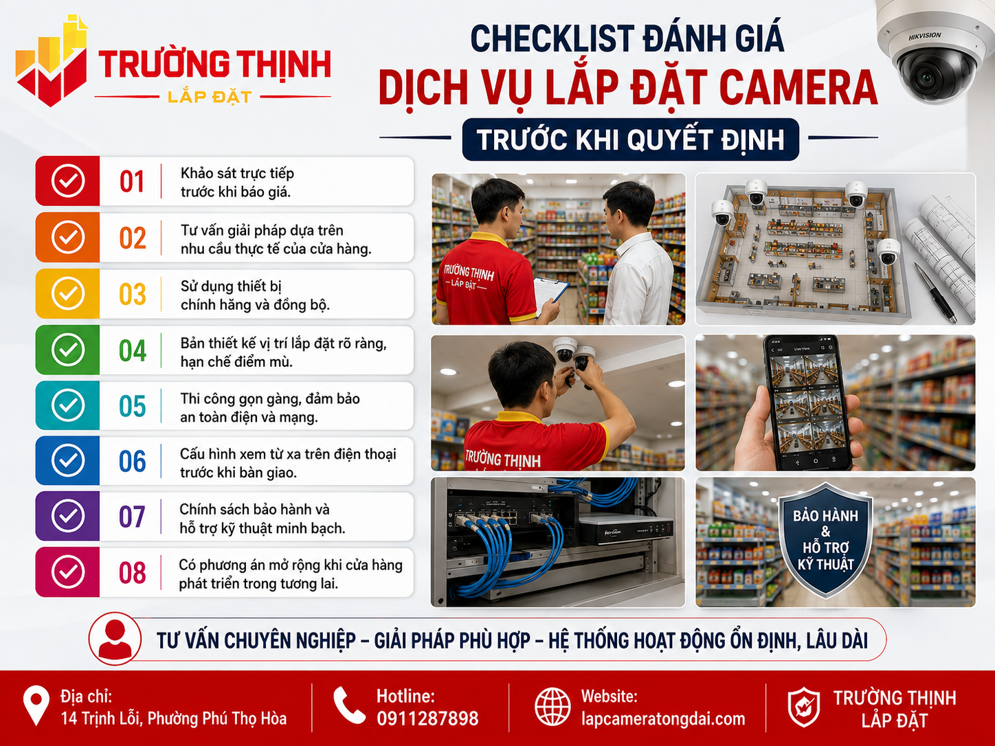 Checklist đánh giá dịch vụ lắp đặt camera trước khi quyết định