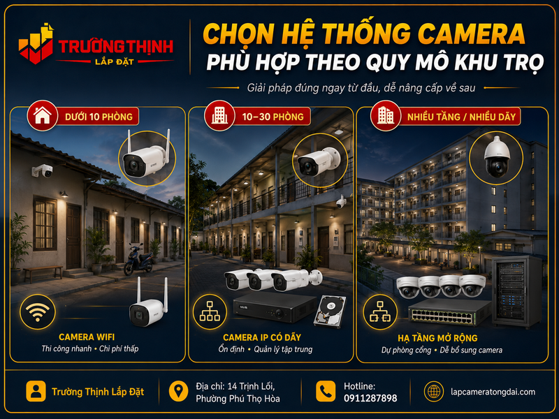 Chọn hệ thống camera phù hợp theo quy mô khu trọ