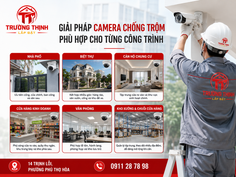 Giải pháp camera chống trộm phù hợp cho từng loại công trình