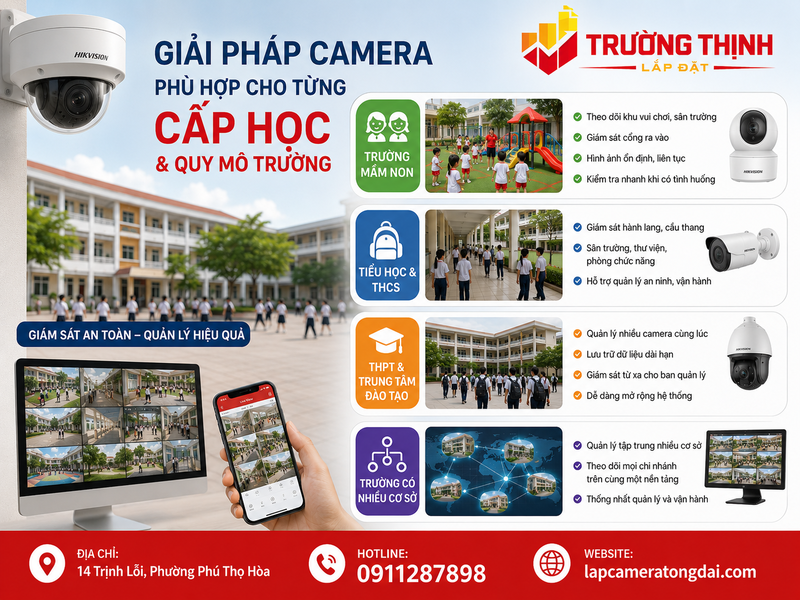 Giải pháp camera phù hợp cho từng cấp học và quy mô trường
