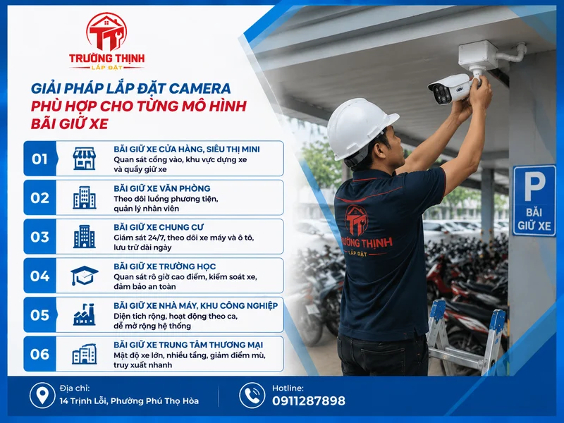 Giải pháp lắp đặt camera phù hợp cho từng mô hình bãi giữ xe