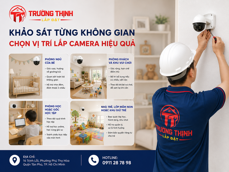 Khảo sát từng không gian để lựa chọn vị trí lắp camera hiệu quả