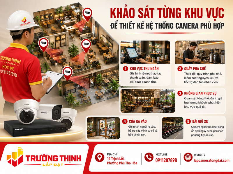 Khảo sát từng khu vực để thiết kế hệ thống camera phù hợp