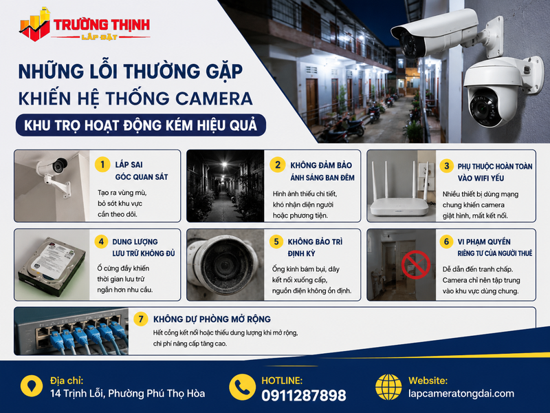 Những lỗi thường gặp khiến hệ thống camera khu trọ hoạt động kém hiệu quả