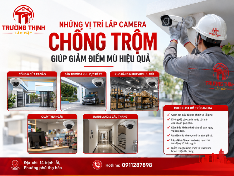 Những vị trí lắp camera chống trộm giúp giảm điểm mù hiệu quả