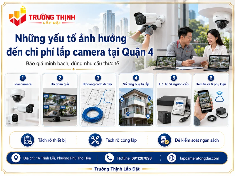 Những yếu tố ảnh hưởng đến chi phí lắp camera tại Quận 4