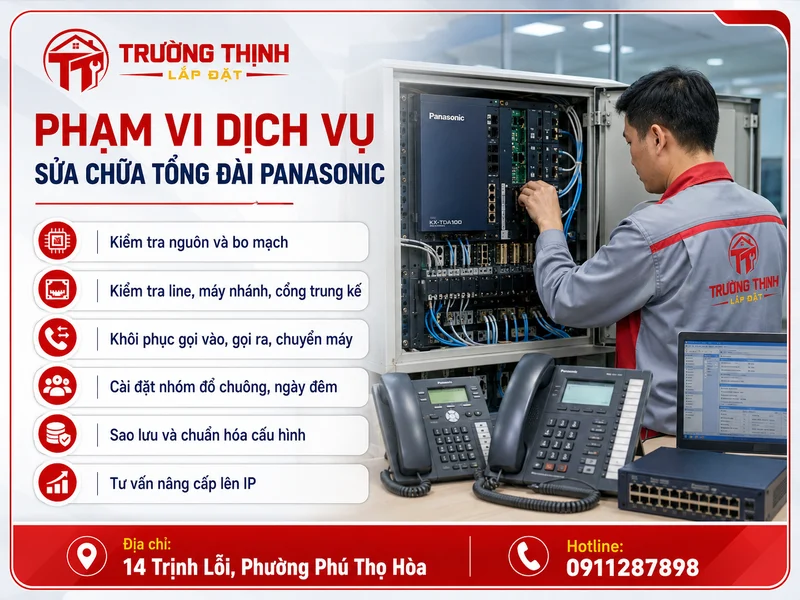 Phạm vi dịch vụ sửa chữa tổng đài điện thoại Panasonic