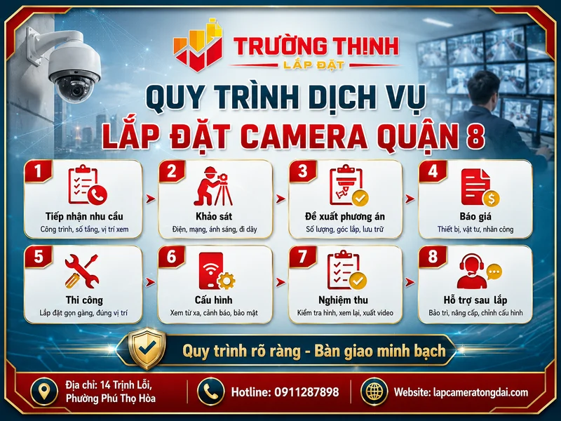 Quy trình dịch vụ Lắp đặt camera Quận 8