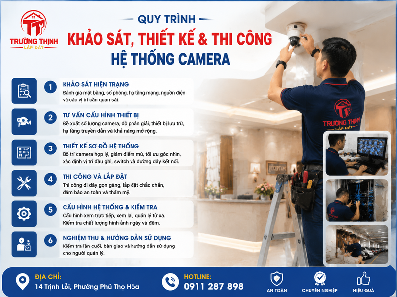 Quy trình khảo sát, thiết kế và thi công hệ thống camera