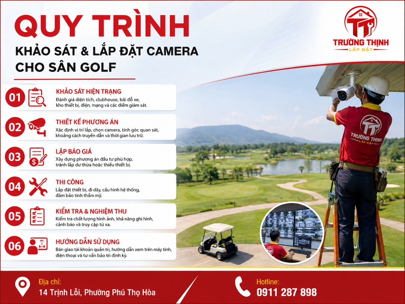 Quy trình khảo sát và lắp đặt camera cho sân golf