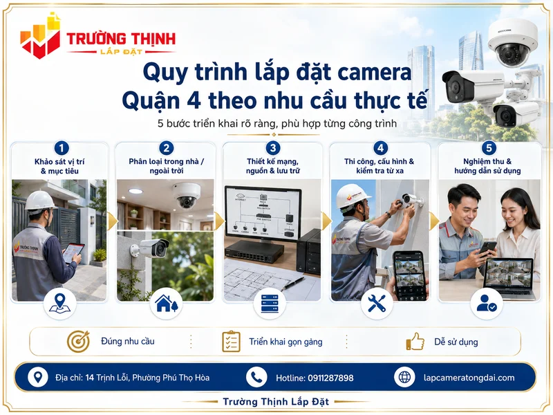 Quy trình lắp đặt camera Quận 4 theo nhu cầu thực tế
