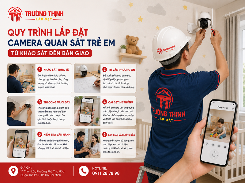 Quy trình lắp đặt camera quan sát trẻ em từ khảo sát đến bàn giao