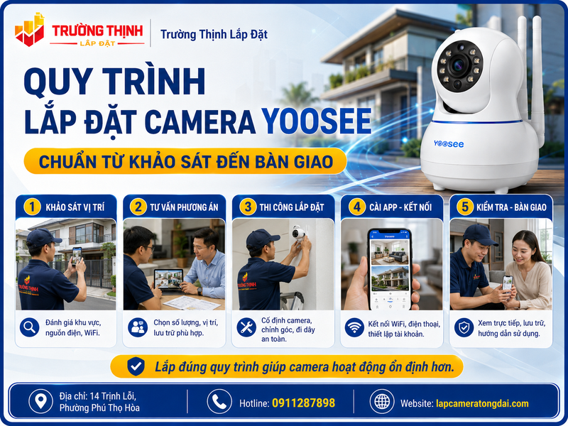 Quy trình lắp đặt camera Yoosee chuẩn từ khảo sát đến bàn giao