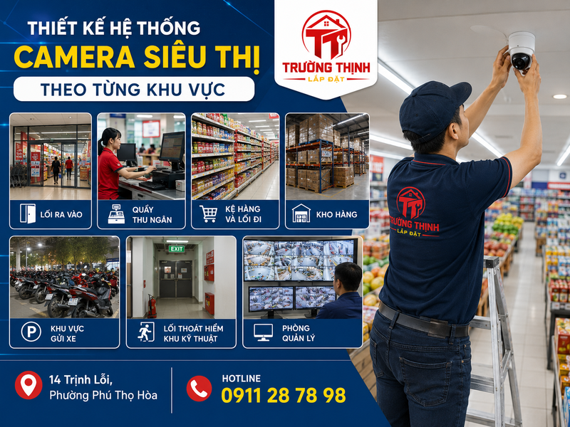 Thiết kế hệ thống camera theo từng khu vực trong siêu thị