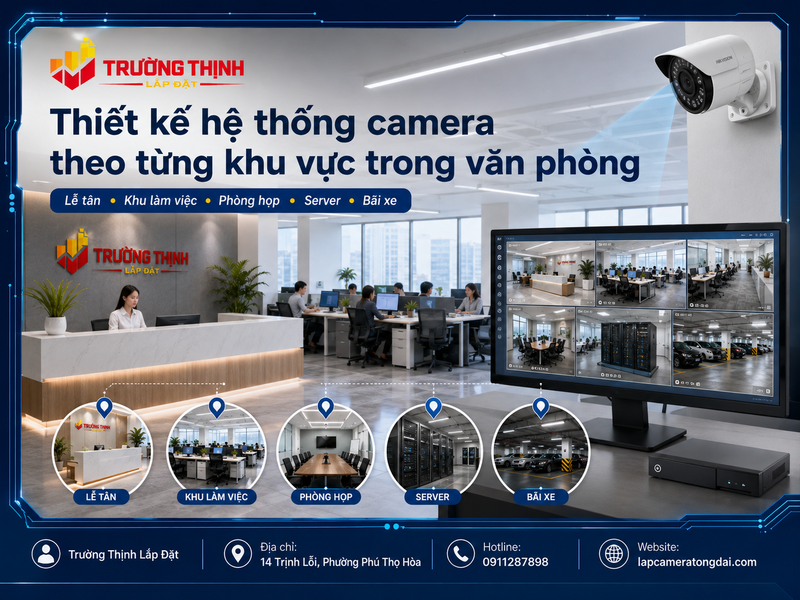 Thiết kế hệ thống camera theo từng khu vực trong văn phòng để đạt hiệu quả cao
