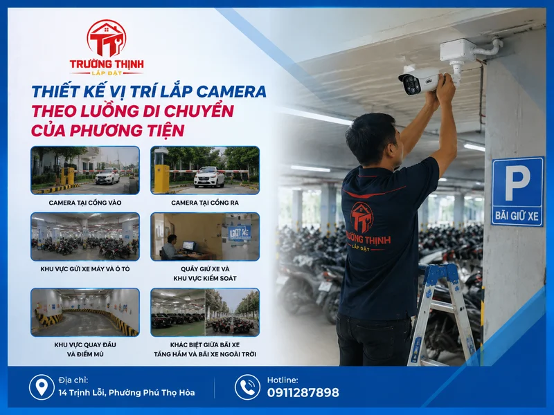 Thiết kế vị trí lắp camera theo luồng di chuyển của phương tiện