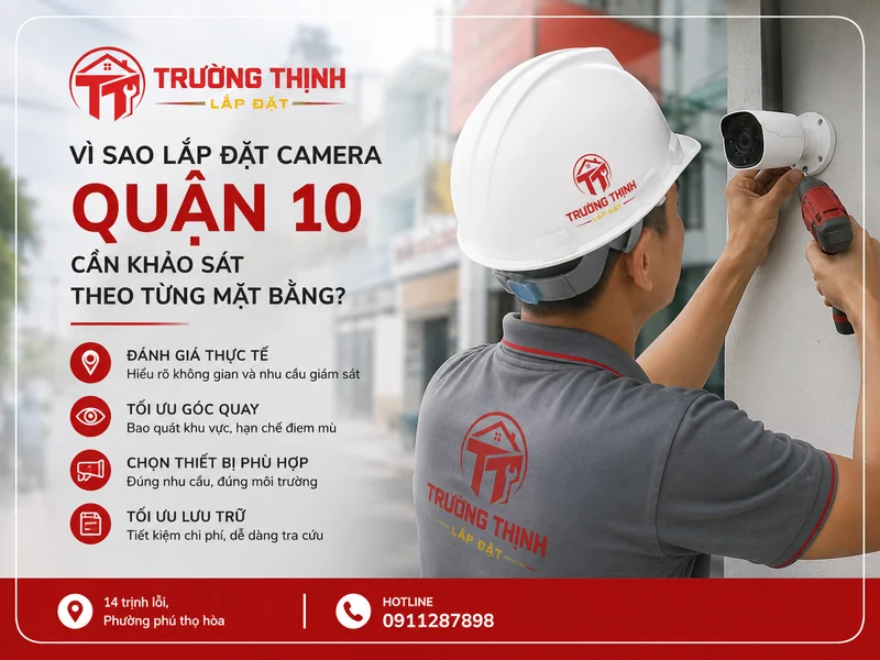Vì sao Lắp đặt camera Quận 10 cần khảo sát theo từng mặt bằng?