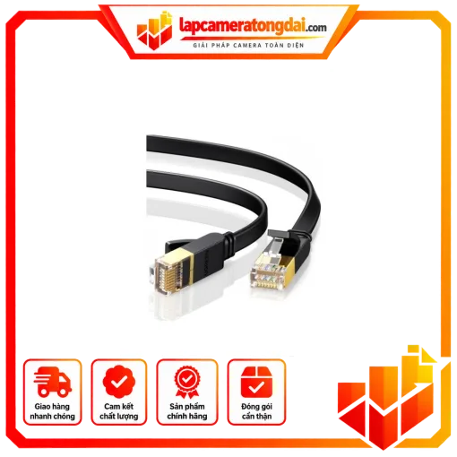 Cáp mạng 11264 10 NW106 UGREEN Cat 7 U/FTP Lan Cable Flat Design 8m (Black)