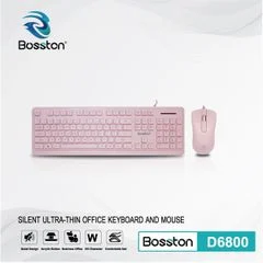 Combo Phím Chuột Có Dây Bosston D6800 Hồng – d6800hong