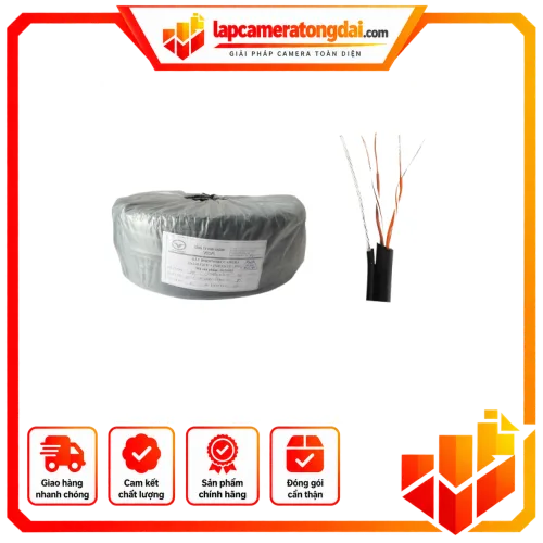 Dây Dropwire Camera 2x(2x0.4)Cu + (7/0.33)St - PVC ( 300mét) VCOM D224001