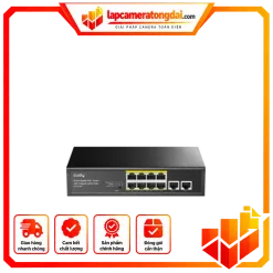 Thiết bị chuyển mạch (SWITCH) CUDY 8-Port Gigabit PoE+ Switch with 2 Gigabit Uplink Ports 120W (GS1010P)