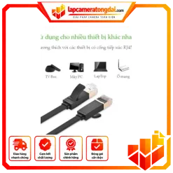 Cáp mạng 11260 10 NW106 UGREEN Cat 7 U/FTP Lan Cable Flat Design 1m (Black)