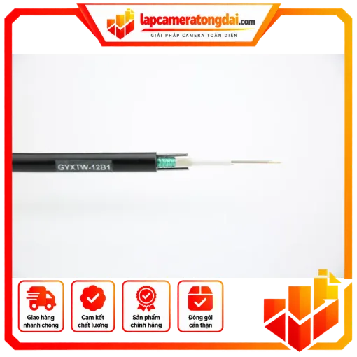 GYXTW-SM-12B1 Cáp quang luồn ống 12 sợi, đơn mode, có lớp kẽm, chống gặm nhấm, côn trùng, 8.0mm