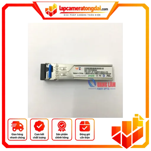 Module quang SFP 1.25G, SM, 1 sợi quang TX1310/RX1550nm, 20km, WT-9110G/BIDI/20A/LCD