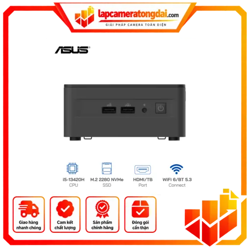 Máy bộ ASUS Mini PC RNUC13ANHH500000I NUC13ANHH5 NUC13 PRO Tall /i5-13420H/ 2xDDR4-3200 / 3xNVMe, SATA/ 2x HDMI 2.1/2x Thunderbolt/ VESA MOUNT 3 YEAR