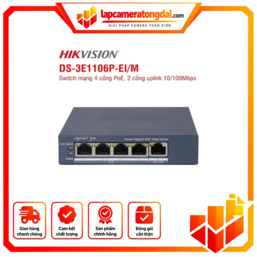 SWITCH POE HIKVISION DS-3E1106P-EI/M