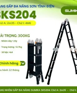 Thang nhôm gấp 4 đoạn SUMIKA SKS204, chữ A cao 2.35m, chữ I cao 4.6m