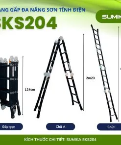 Thang nhôm gấp 4 đoạn SUMIKA SKS204, chữ A cao 2.35m, chữ I cao 4.6m