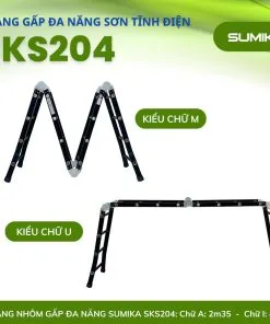 Thang nhôm gấp 4 đoạn SUMIKA SKS204, chữ A cao 2.35m, chữ I cao 4.6m