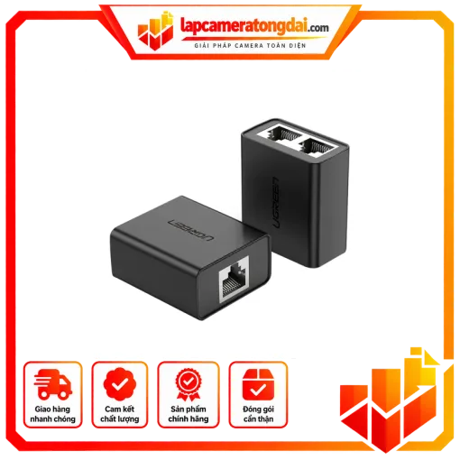 Đầu chia RJ45Ugreen 1 ra 2 cho dây mạngUgreen (2 chiếc/túi) màu đen Ugreen ( 50923)