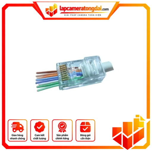 Modular plug đầu RJ45 Cat.5e/Cat.6 dạng xuyên thấu PowerMAX Pass Through – HXTHCAT6