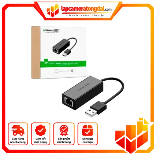 Cáp chuyển USB A 2.0 sang LAN RJ45 100Mbps (CR110) Ugreen 20254 – CAP20254