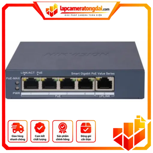 Switch 4 Port Poe Hikvision DS-3E1505P-EI/M