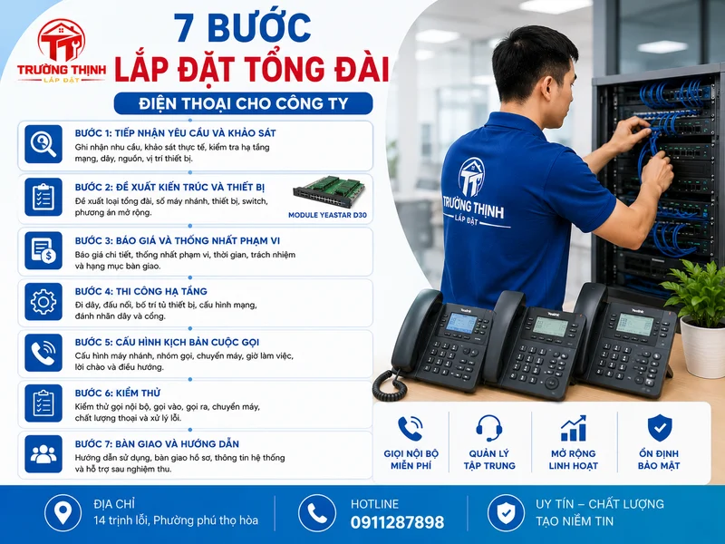 7 bước lắp đặt tổng đài điện thoại cho công ty