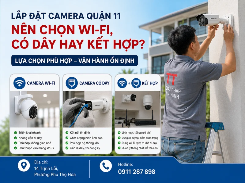 Lắp đặt camera Quận 11 nên chọn Wi-Fi, có dây hay kết hợp?