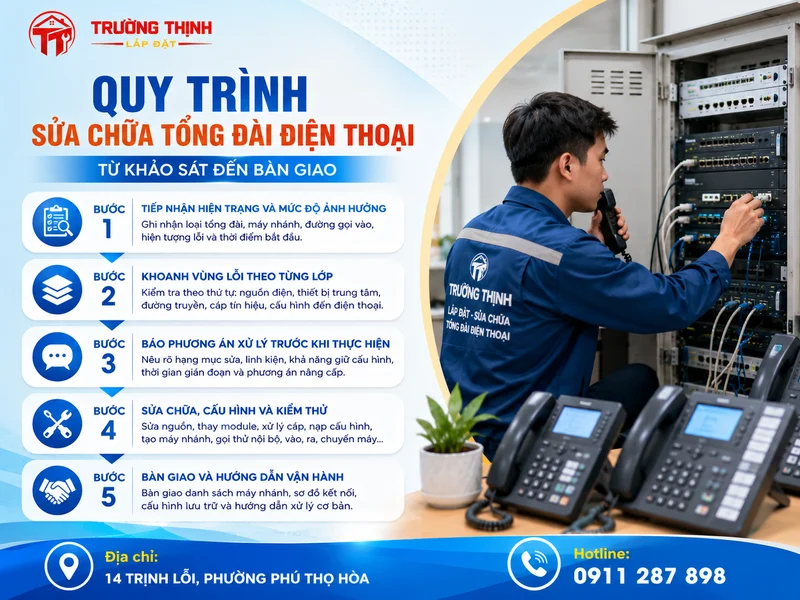 Quy trình sửa chữa tổng đài điện thoại từ khảo sát đến bàn giao